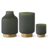 K&K Interiors Frosted Green Glass With Gold Base Vases