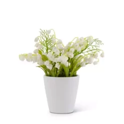 K&K Interiors Lily Of The Valley In White Ceramic Pot