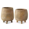 K&K Interiors Paulownia Wood Pot W/Legs