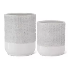 K&K Interiors Tall Stoneware Pots With Glazed Bottom