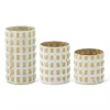 K&K Interiors Gold & Whitewashed Cube Embossed Container