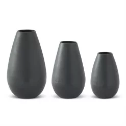 K&K Interiors Black Textured Metal Teardrop Vase